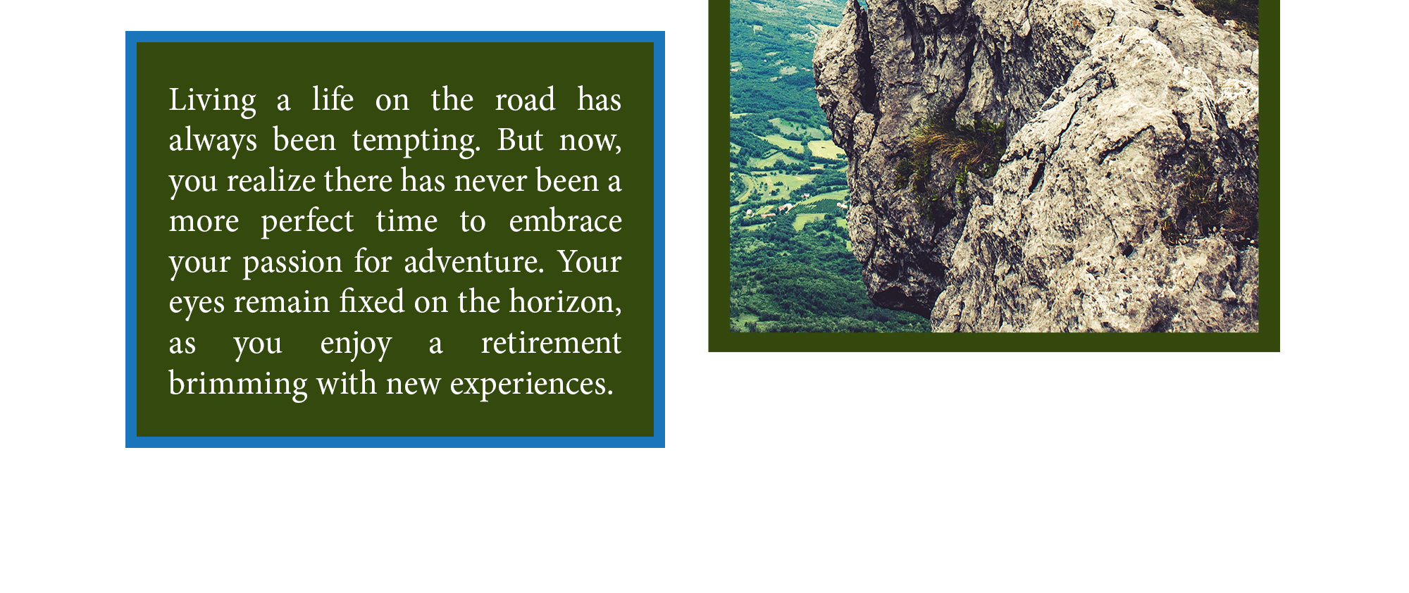 Door 3 ending. Living a life on the road has always been tempting. But now, you realize there has never been a more perfect time to embrace your passion for adventure. Your eyes remain fixed on the horizon, as you enjoy a retirement brimming with new experiences.